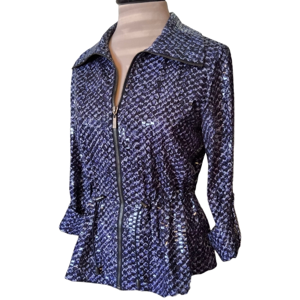 Ruby Road Blue Python Print Lightweight Jacket with Shimmer Embellishments